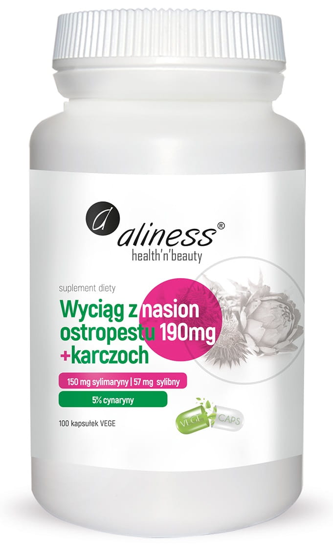 Ekstrakt z nasion ostropestu 190 mg+karczoch x 100 Vege caps – Aliness